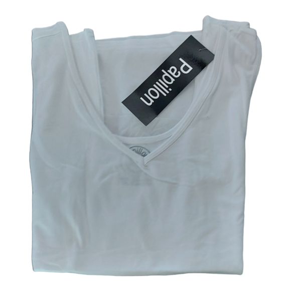 Papillon Layering V-Neck White Bamboo Tank Women's White Small NWT - Picture 4 of 4